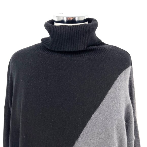 Margaret OLeary Cashmere Turtleneck Sweater Dress Black Gray Size Medium - Picture 3 of 14